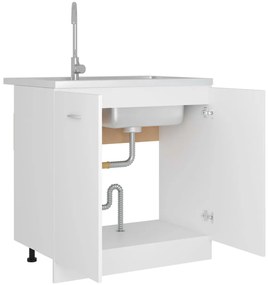 vidaXL Ντουλάπι Νεροχύτη Lyon Λευκό 80x46x81,5 εκ. Επεξ. Ξύλο