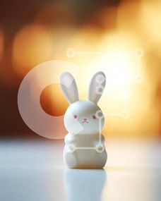 Intra Συλλεκτικό Ξύλινο Παζλ Plywood 4mm - Μικρό λευκό παιχνίδι λαγουδάκι στο τραπέζι Σε Ξύλινο Κουτί - Διαστάσεις: 10x10 cm – 25 κομμάτια