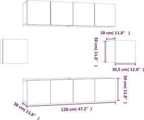 vidaXL Σετ Επίπλων Τηλεόρασης 6 Τεμαχίων Καπνιστή δρυς Επεξ. Ξύλο