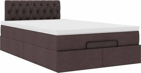 vidaXL Ottoman Κρεβάτι με Στρώμα Σκούρο Καφέ 120x200cm Ύφασμα
