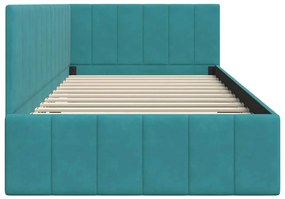 vidaXL Κρεβάτι Γωνίας με κεφαλάρι Τιρκουάζ 100 x 200 cm Βελούδο