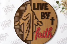 Σετ των 2 Intra απο ξύλο plywood 3mm-4mm πάχος Χριστιανική στρογγυλή πινακίδα τοίχου |CNC Δίασταση 30x20 cm INTRAFABR-120653533