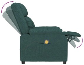 vidaXL Πολυθρόνα Μασάζ Σκούρο Πράσινο Υφασμάτινη