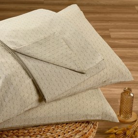 Σετ Σεντόνι Με 2 Μαξιλαροθήκες Polycotton Υπέρδιπλο Με Λάστιχο 160x200+32εκ. Layla Beige Casual Line Mini Melinen 20004843