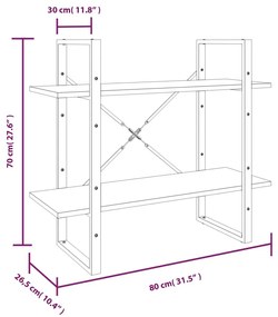 Βιβλιοθήκη με 5 Ράφια Γκρι Sonoma 80x30x175 εκ. Επεξεργ. Ξύλο - Γκρι