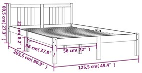 Πλαίσιο Κρεβατιού Καφέ Μελί 120 x 200 εκ. από Μασίφ Ξύλο - Καφέ