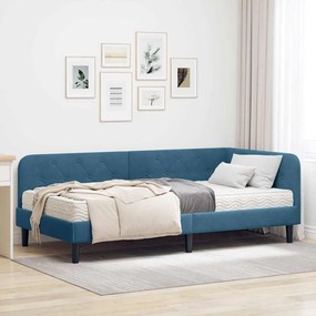 vidaXL Κρεβάτι Γωνίας Μπλε 90 x 200 cm Βελούδο