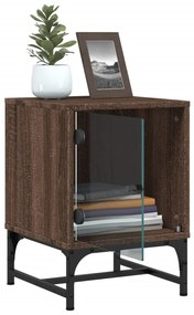 vidaXL Κομοδίνα 2 τεμ. Καφέ Δρυς 35x37x50 εκ. με Γυάλινες Πόρτες