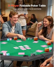 VEVOR 1220 mm Folding Poker Table Foldable 8 Player Casino Texas Holdem Table