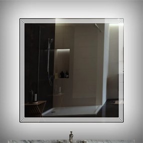 Stewehome Καθρέφτης Μπάνιου LED με Λέιζερ Σχέδιο Τετράγωνος 57x57 cm