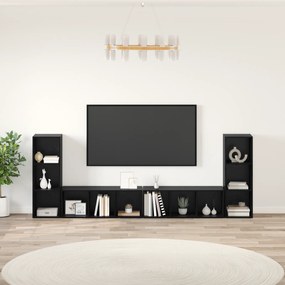 vidaXL Ντουλάπι TV με ράφι με αποθήκευση 4 pcs Μαύρη Δρυς 37 x 35 x 107.5 εκ.