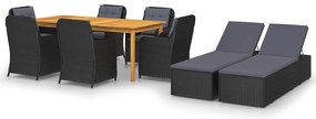 vidaXL Σετ Τραπεζαρίας Κήπου 9 Τεμαχίων Μαύρο