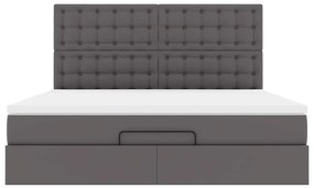 vidaXL Οθωμανικό κρεβάτι με στρώμα Γκρι 160x200cm Faux Leather
