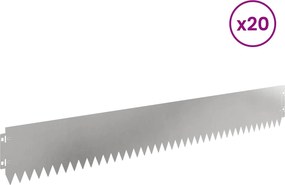 vidaXL Περίγραμμα γκαζόν 20 τμχ. 103 x 15 εκ Stainless Steel Ασημί