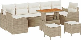vidaXL Σετ Καναπέ Κήπου με μαξιλάρι 10 pcs Μπεζ και Κρέμα
