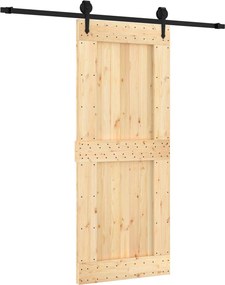 vidaXL Συρόμενη Πόρτα Φυσικό και Μαύρο 85 x 210 cm