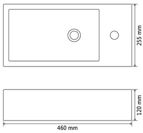 Νιπτήρας Ορθογώνιος Οπή Βρύσης Λευκός 46x25,5x12 εκ. Κεραμικός - Λευκό