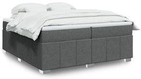 vidaXL Κρεβάτι Boxspring με Στρώμα Σκούρο Γκρι 200x200 εκ. Υφασμάτινο