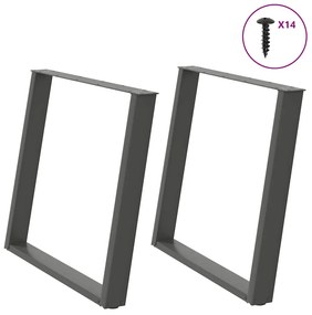 vidaXL Πόδια Τραπεζαρίας σε Σχήμα U 2 τεμ. Ανθρακί 90x(72-73) εκ. Ατσάλι