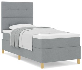 vidaXL Κρεβάτι Κουτιού με Στρώμα Φωτεινό Γκρι 80x200 εκ Ύφασμα