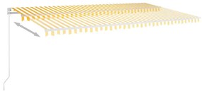 Τέντα Αυτόματη με LED &amp; Αισθητήρα Ανέμου Κίτρινη/Λευκή 6x 3,5μ. - Κίτρινο