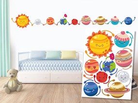 Διακοσμητικά αυτοκόλλητα τοίχου χαρούμενοι πλανήτες - 50x70