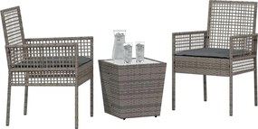 vidaXL Σετ Μπιστρό Κήπου 3 pcs Γκρι συνθετικό ρατάν
