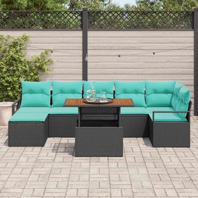 vidaXL Σετ Καναπέ Κήπου 8 pcs Μαύρο και Τυρκουάζ