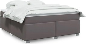 vidaXL Κρεβάτι Boxspring με Στρώμα Γκρι 180x200 εκ. Συνθετικό Δέρμα