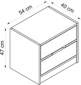 Κομοδίνο Καρυδί / Ανθρακί DAMEES 54x40x47