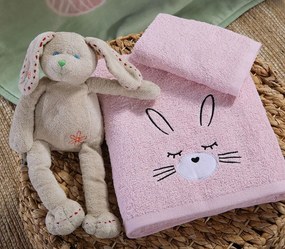 Σετ Βρεφικές Πετσέτες 2 Τεμαχίων I Love Bunnies Pink (30×50)+(70×140) Nef-Nef Homeware