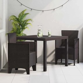 vidaXL Σετ Τραπεζαρίας Κήπου 3 pcs Καφέ 100 x 100 x 73 εκ