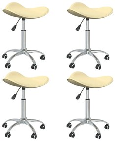 Καρέκλες Τραπεζαρίας Περιστρεφόμενες 4 τεμ Κρεμ Συνθετικό Δέρμα - Κρεμ