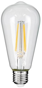 GloboStar® 99016 Λάμπα LED Long Filament E27 ST64 Αχλάδι 8W 800lm 360° AC 220-240V IP20 Φ6.4 x Υ14cm Θερμό Λευκό 2700K με Διάφανο Γυαλί - Dimmable - 3 Years Warranty