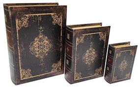 Διακοσμητικό Κουτί Βιβλίο Σετ 3τμχ Ξύλινο Καφέ 30x22x7,5εκ.-23x17x6εκ.-16x11x4,5εκ. ESTHETI 752-17041