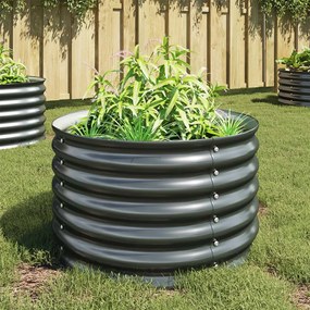 Ζαρντινιέρα Υπερυψωμένη Γκρι 80x80x44 εκ. Γαλβανισμ. Χάλυβας