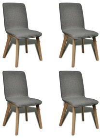 Καρέκλες Τραπεζαρίας 4 τεμ Ανοιχτό Γκρι Ύφασμα/Μασίφ Ξύλο Δρυός - Γκρι