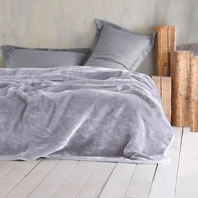 Κουβέρτα Βελουτέ Μονή (160x220) Rythmos Velour Γκρι