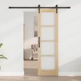 vidaXL Συρόμενη Πόρτα με Σετ Εξαρτημάτων 61x198.5 εκ. Συμπαγές Ξύλο Πεύκο