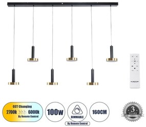 Κρεμαστό Φωτιστικό Design Μαύρο & Χρυσό ZANE 60937 Globostar-60937-Μαύρο-Χρυσό 60937