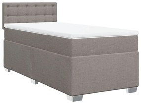 Κρεβάτι Boxspring με Στρώμα Taupe 90x200 εκ. Υφασμάτινο - Μπεζ-Γκρι