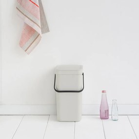 Κάδος χωριστής συλλογής απορριμμάτων Brabantia Sort&Go 1005511, 12 l, Χειρολαβή, Επιτοίχιος, Ανοιχτό γκρι