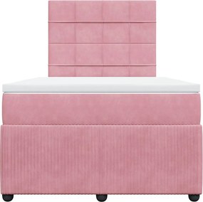 vidaXL Κρεβάτι Boxspring με Στρώμα Ροζ 120x190 εκ. Βελούδινο