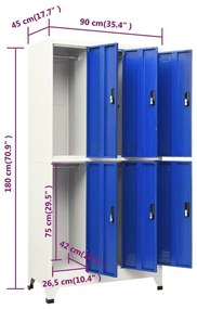Φοριαμός Γκρι και Μπλε 90 x 45 x 180 εκ. Ατσάλινος - Γκρι