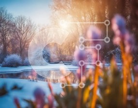 Intra Συλλεκτικό Ξύλινο Παζλ Plywood  4mm - Χειμερινό τοπίο με τα χιονισμένα δέντρα και τη λίμνη Σε Ξύλινο Κουτί - Διαστάσεις: 10x10 cm – 25 κομμάτια