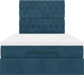 VidaXL Οθωμανικό κρεβάτι με στρώματα & LEDs Σκούρο μπλε Βελούδο