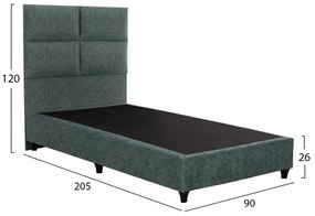 Επενδυμένο Κρεβάτι MILO Μονό Nubuck Πράσινο 90x200 εκ. 90x202x136 εκ.