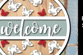 Σετ των 2 Intra απο ξύλο plywood 3mm-4mm πάχος Στρογγυλή πεταλούδα Διακόσμηση πινακίδας καλωσορίσματος Δίασταση 30x20 cm INTRAFABR-31839910