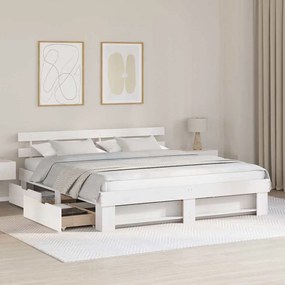 vidaXL Σκελετός Κρεβατιού Λευκό 200 x 200 cm Μασίφ ξύλο πεύκου
