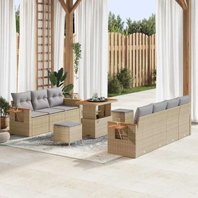 vidaXL Σετ Καναπέ Κήπου 10 pcs μπεζ και ανοιχτό γκρι 90 x 55 x 71 cm
